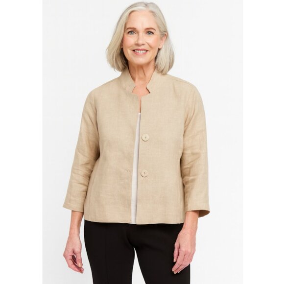 Eileen Fisher Jackets & Blazers - Eileen Fisher Mandarin Collar Linen Blend Jacket Size PP EUC